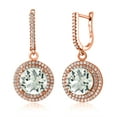 thumbnail image 3 of Gem Stone King 8.30 Ct Round Green Prasiolite 18K Rose Gold Plated Silver Earrings, 3 of 3