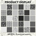 thumbnail image 2 of 60Pcs Flower Cotton Fabric Bundles Black White Floral Fat Quarters Flower Leaves Sewing Fabrics for DIY Handmade Crafting, 10 x 10 Inch, 2 of 4