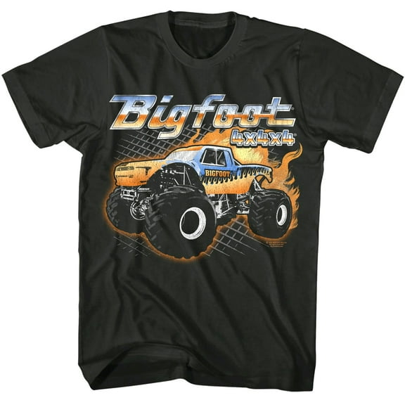 Bigfoot - Truck With Flames - American Classics - Smoke Adult Short Sleeve T-Shirt