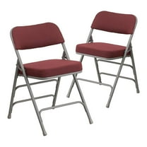 Pemberly Row Triple Braced Metal Folding Chair in Red (Set of 2)