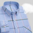 thumbnail image 3 of Men's Plaid Shirts Long Sleeve Button Down Polo Shirt Casual Regular Fit Gingham Lightweight T Shirt Tops, 3 of 8