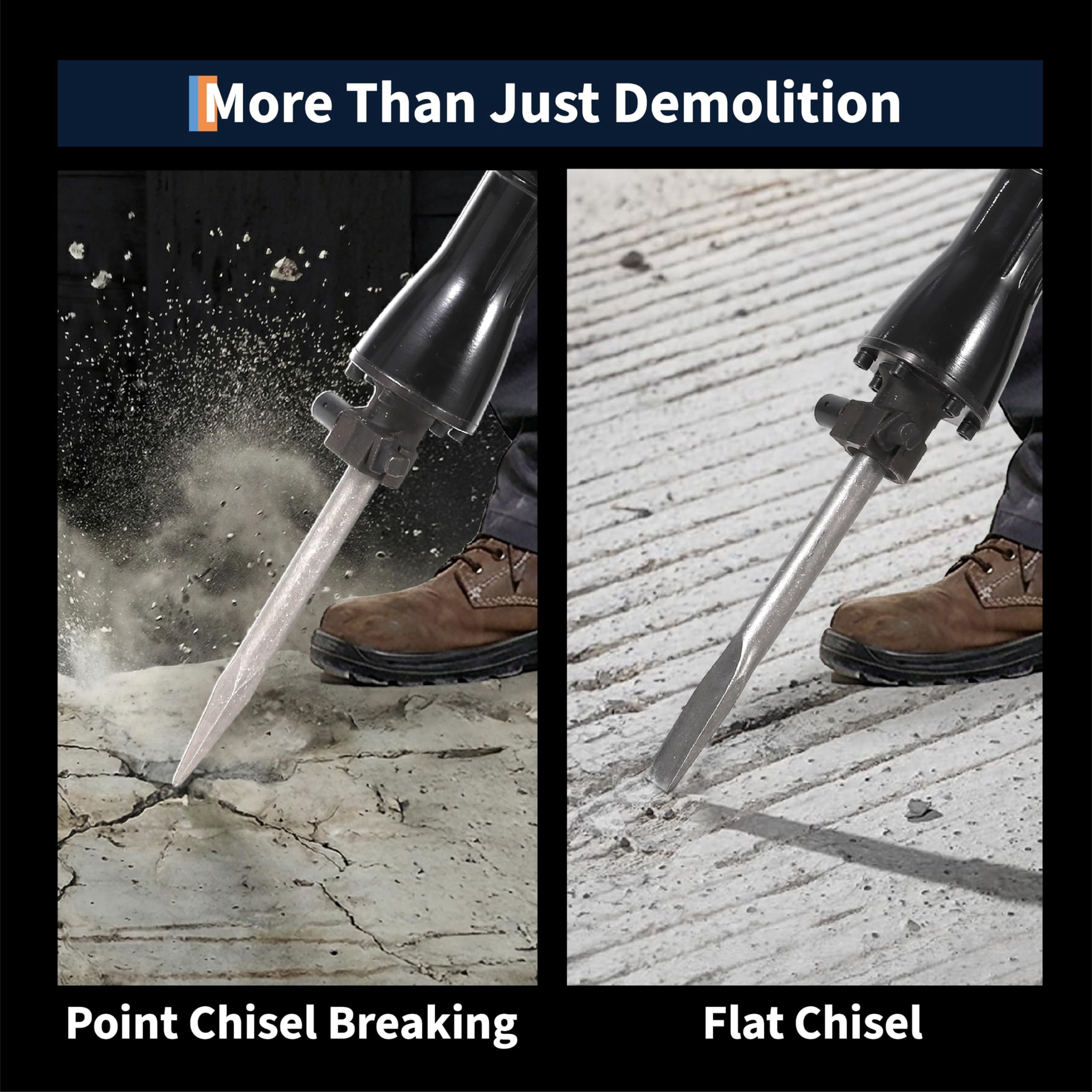 Demolition Jack -Hammer,2200 W Electric Jackhammer Heavy Duty with 2 Bits 360 Degree Swiveling Handle Carrying Case Gloves for Trenching and Breaking Holes