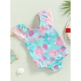 Hirigin Baby Girl Swimsuits Ruffle Trim Floral Print Flying Sleeves