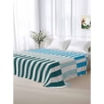 thumbnail image 5 of Colorful Stripe King Size Flat Sheet, Wrinkleproof & Fadeproof Cooling Flat Bed Sheet Only, Modern Teal Blue Green Vertical Striped Breathable Soft Bedding Top Sheets 105 x 98 Inches, 5 of 8