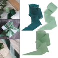 thumbnail image 4 of 3 Rolls Fringe Chiffon Silk Ribbon Invitations DIY Crafts Ribbon 2" x 5 Yards Gifts Wrapping Green Series, 4 of 9