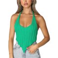 thumbnail image 1 of Qiylii Women’s Casual Halter Irregular Vest Fashion Solid Color Tie-up Backless Exposed Navel Knitted Camisole, 1 of 6