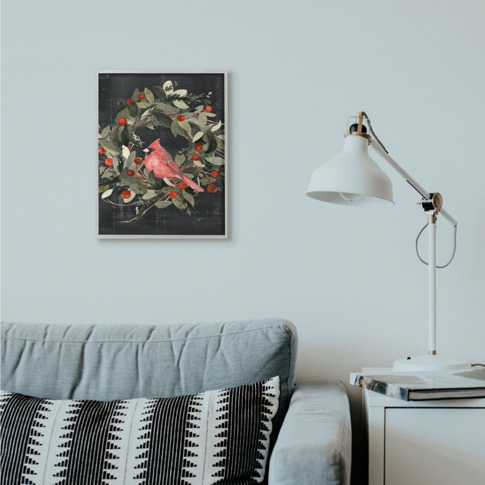 Stupell Indtries Red Cardinal In Wreath Design Framed Wall Art by Emma Scarvey