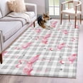 thumbnail image 2 of 2.7x5 Washable Area Rug, Pink Flamingo Non-Slip Rectangle Rug for Bedroom Bedside, Summer Animal Heart Shape Palm Leaf Gray Plaid Indoor Floor Mat for Home Decor, 2 of 9