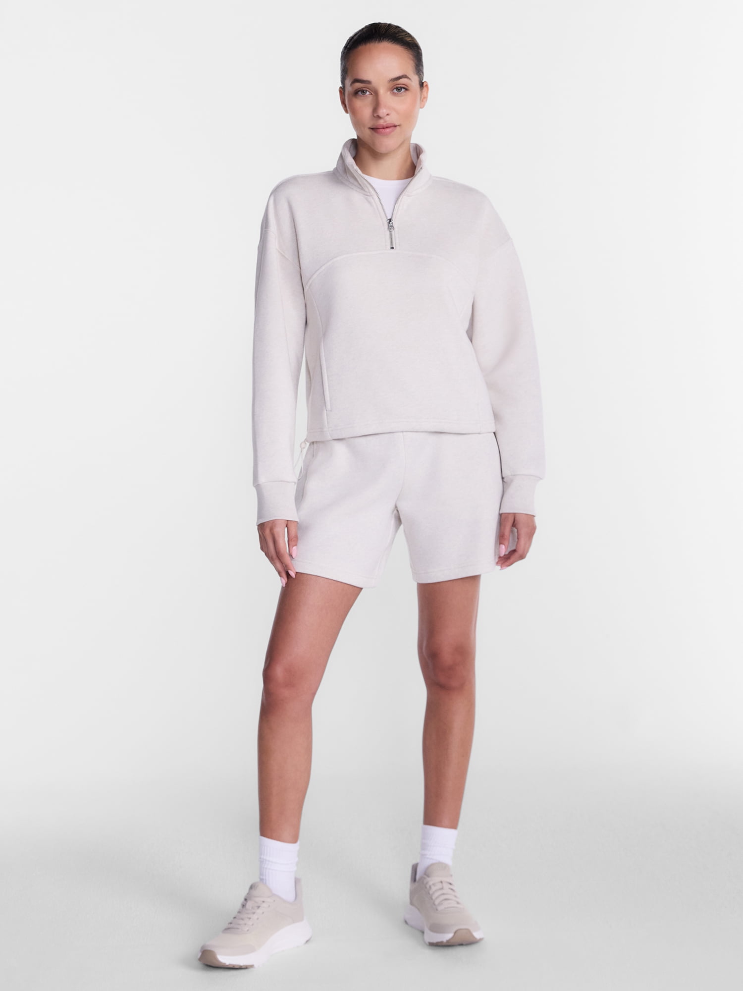 Athletic Works Women's Quarter Zip Fleece Sweatshirt, Sizes XS-XXXL