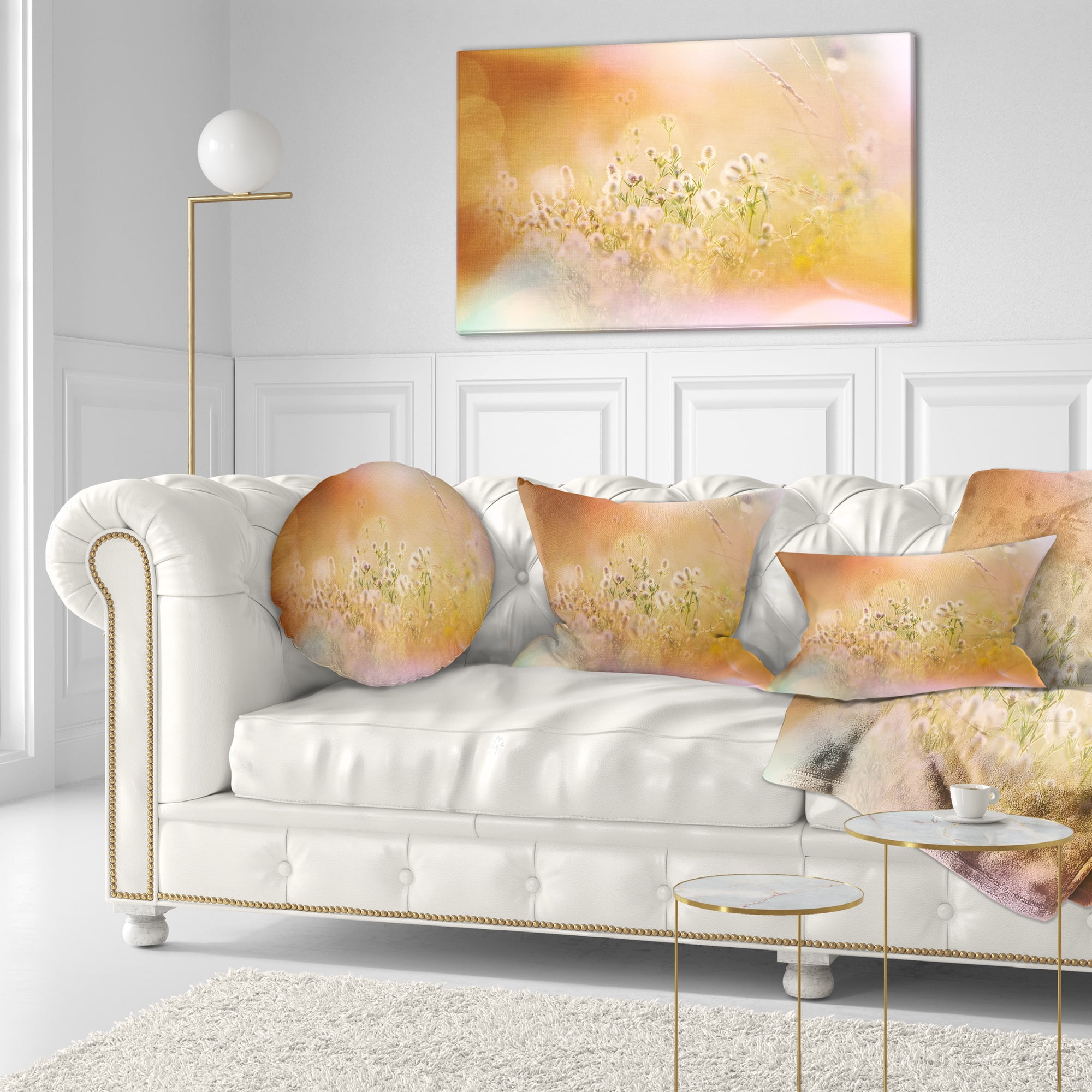 Designart Wild Purple Flowers on Light Background - Flower Throw Pillow - 12x20