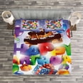 thumbnail image 3 of Ambesonne Party Quilted Bedspread Set 3 Pcs, Birthday Presents Cake, King Size, Multicolor, 3 of 3