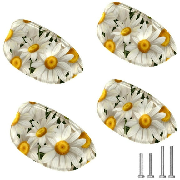 4 PCS Cabinet Cup Pull Daisy Drawer Handles with Screws for Cabinet Dresser Kitchen Home Hardware Decor