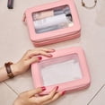 thumbnail image 4 of Set organizador de bolsas de maquillaje Aveniee, transparente, de viaje, color rosa, 4 of 6