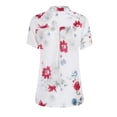 thumbnail image 6 of Button down Tops for Women Floral Printed Dress Shirts Short Sleeve Flowy Collared Plus Size Chiffon Blouses (L, Hot Pink), 6 of 7