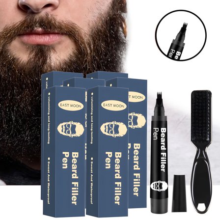 6pcs Men's Beard Filler Pen Set, with Brush Head Accessory, for Filling Beard & Eyebrows, Touch All Types, Valentine's Day Gift for Husband