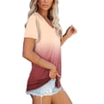 thumbnail image 3 of Teissuly Womens Fashion Gradient Color V-Neck Short Sleeve T-shirt Tops Blouse, 3 of 8