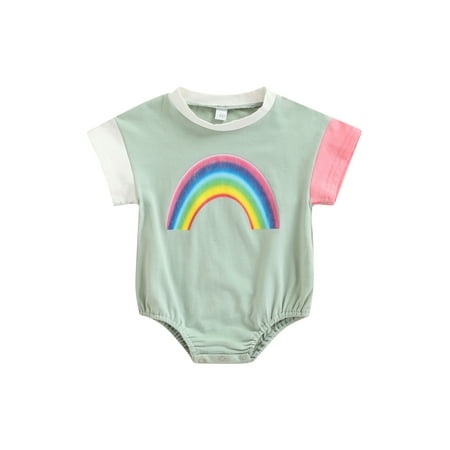 

Ma&Baby Newborn Infant Toddler Baby Girl Rainbow Romper Short Sleeve Jumpsuit