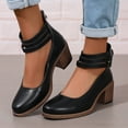 thumbnail image 2 of Mostsola Heels for Women Closed Toe Dress Shoes Ankle Strap Zipper Block Heeled Pumps Shoes, 2 of 4