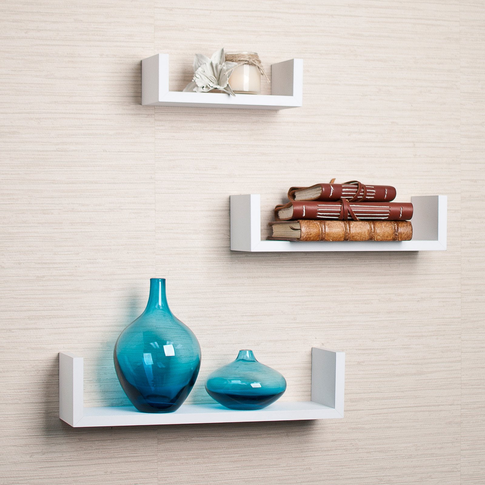 Danya B Floating U Laminated Shelf - Set of 3