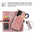 thumbnail image 4 of ELEHOLD Luxury Multi-Functional Wallet Case for Samsung Galaxy S22 Ultra with Card Slots Dual-Use Detachable Phone Case Magnetic Function Lanyard Shockproof Wallet Case,Rosegold, 4 of 7