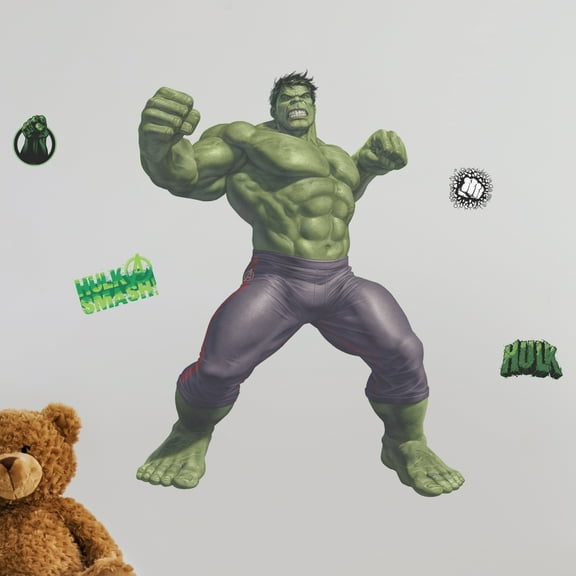 Wall Palz Marvel The Incredible Hulk Wall Decals - Hulk Wall Decor with 3D Augmented Reality Interaction - 25" Hulk Stickers - Marvel Legends Room Decor