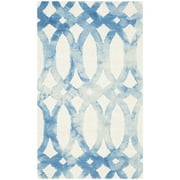 SAFAVIEH Dip Dye Rosanne Overdyed Geometric Area Rug, Ivory/Blue, 3' x 5'
