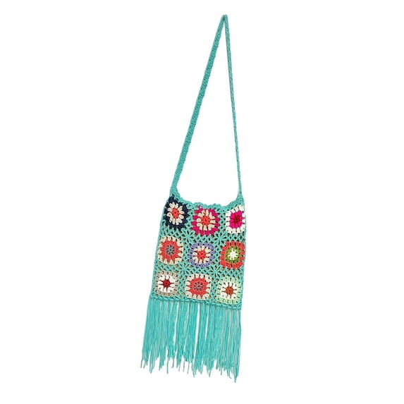Crocheted Shoulder Bag Handmade Ethnic Style Boho for Shopping Summer