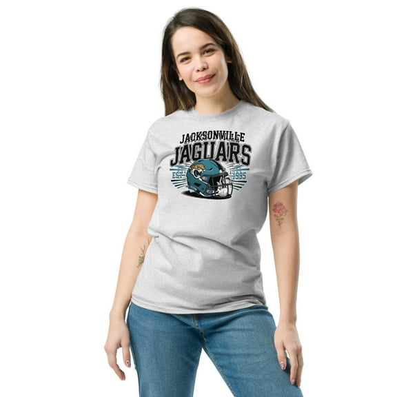 Jacksonville T-Shirt, Football Helmet Tee, Football Fan Gift (Ash, S)