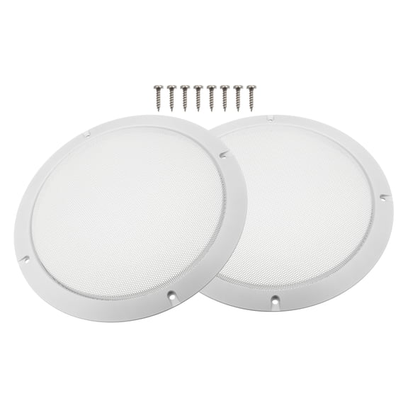 Unique Bargains 2Pcs 8" Car Metal Speaker Cover Mesh Subwoofer Grill Horn Guard with 8 Screws White