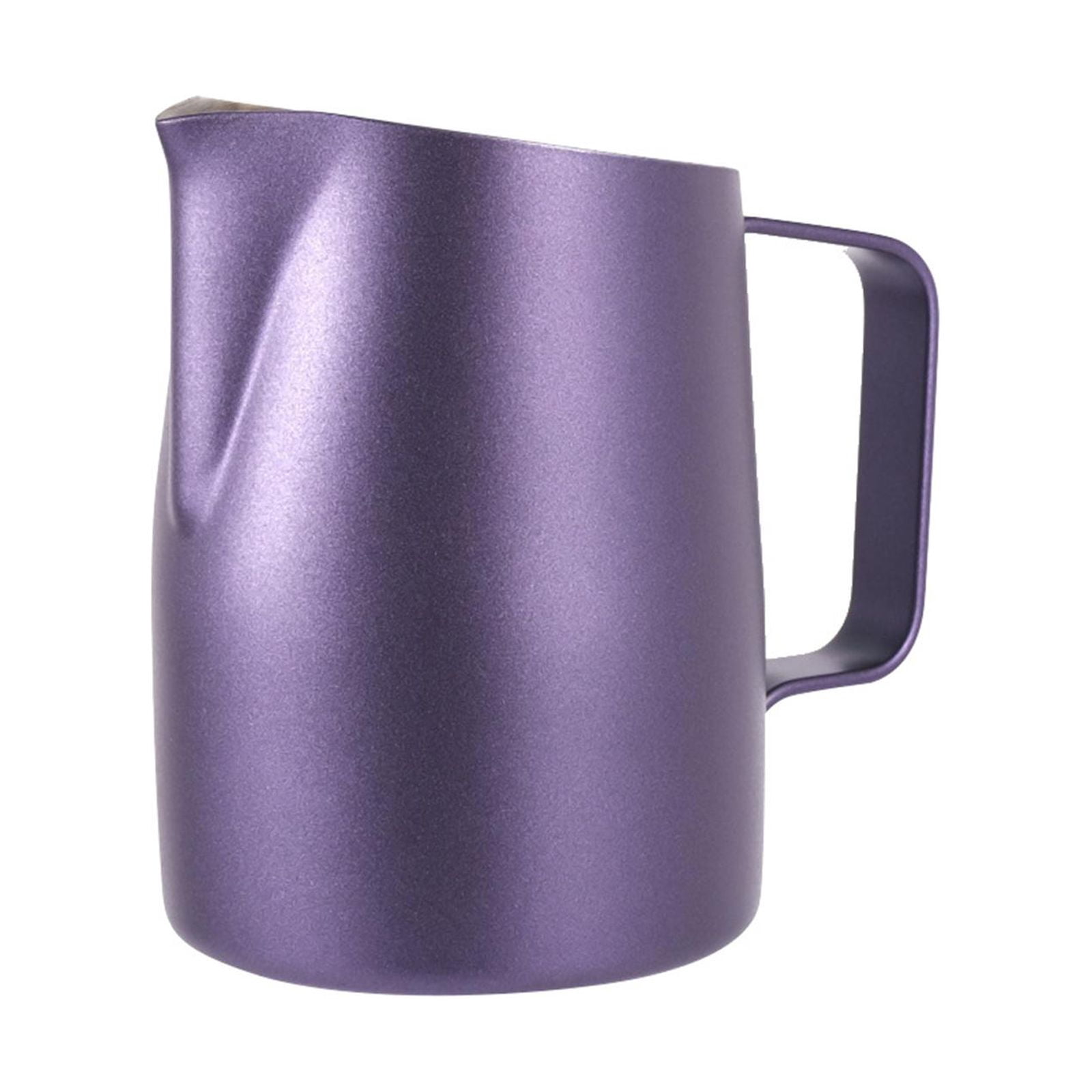 Fiocias 450/600 ml Milk Frothing Pitcher, Oblique Mouth Easy Clean Milk Frothing Jug for Purple 450ML