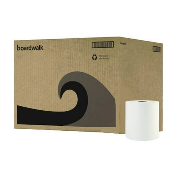 Boardwalk Hardwound Paper Towels, 8" x 800ft, 1-Ply, White, 6 Rolls/Carton