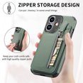 thumbnail image 4 of Decase Wallet Case for iPhone 11 (6.1 inch), Premium PU Leather Zipper Flip Folio Wallet RFID Blocking Magnetic Closure Built-in Kickstand Protective Case, Green, 4 of 8