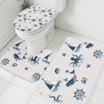 thumbnail image 4 of Cartoon Ocean Bathroom Rugs Set Nautical Ship Octopus Crab Whale Wave Non Slip Absorbent Soft Bath Mats 3 Piece Set with Bathroom Rug, U-Shaped Floor Mat, Toilet Seat Cover Small Size, 4 of 9