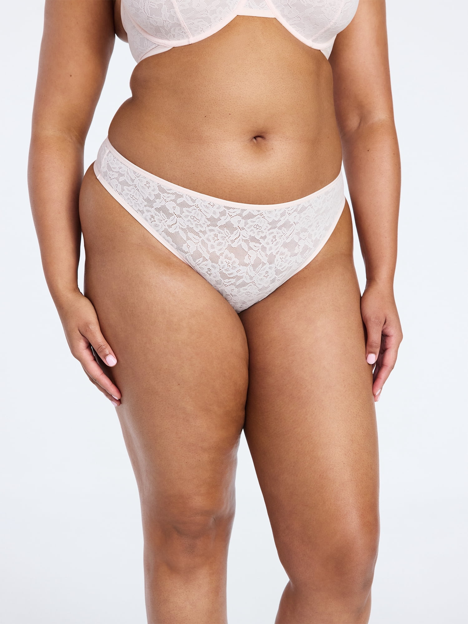 Joyspun Women's Soft Stretch Lace Thong Panties, 2-Pack, Sizes XS-3XL