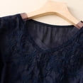 thumbnail image 6 of Women's Short Sleeve T-shirt Embroidered Tops For Women Floral Cotton Linen Tunic Tshirt Tee Women 3/4 Sleeve V Neck Button Boho Ethnic,Blue Women's Short sleeve T-shirt XXL, 6 of 7