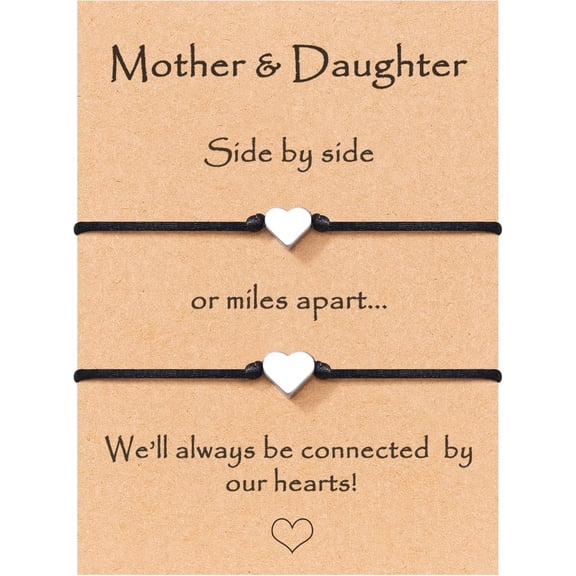 Mothers Day Jewelry Gifts for Mom Daughter, Mother Daughter Bracelets Mommy and Me Heart Matching Wish Bracelets