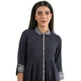 thumbnail image 5 of Shirt Collar A-line Kurta - Dark Blue-Medium, 5 of 5