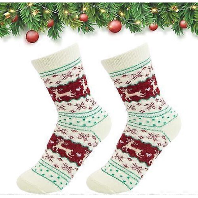 ALLY-MAGIC Thermal Socks for Women, Winter Wool Socks Warm Knitting Ladies Socks Christmas Elk Socks for Home Office School Hiking, Ideal Christmas Gi