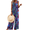 A Blue Boho Print, variant on Women's Casual Overalls Loose Wide Leg Jumpsuits Summer Boho Floral Printed Baggy Rompers with Pockets