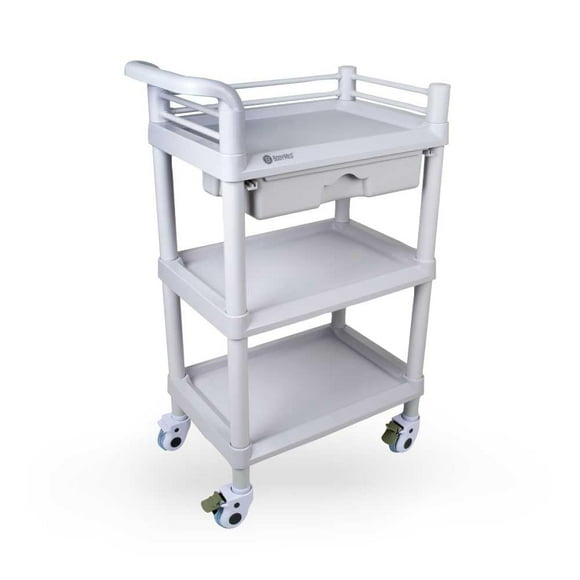 BodyMed 3-Tier Mobile Utility Cart â 360 Degree Multi-Functional Storage Trolley â Mobile Storage Organizer for Living Room, Kitchen, Office and Warehouse