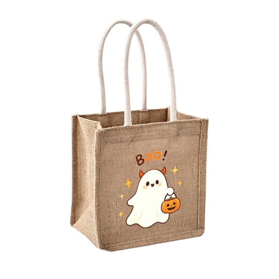 Tarmeek Halloween Jute Trick or Treat Bags Reusable Burlap Candy Tote Bags Party Supplies Halloween Decorations Paper Cookie Storage Fabric Cute Pumpkin Drawstring