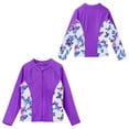 thumbnail image 6 of iiniim Kids Girls UPF 50+ Zip Up Rashguard Shirt UV Protection Long Sleeve Swim Top 6-16 Purple 12, 6 of 7