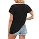 thumbnail image 4 of Blusa de manga corta con costuras de encaje Camiseta informal holgada de manga corta de color puro para mujer Negro XL, 4 of 6