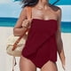 thumbnail image 2 of Traje de Baño de Dos Piezas de Mujer Traje de Baño Sólido Conjunto de Ropa de Playa, Bikini Sexy con Cuello en V para la Piscina Y la Playa, 2 of 9