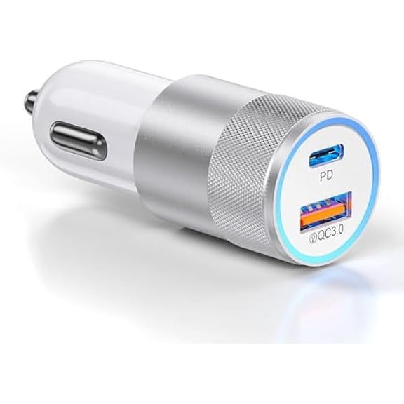 Quyaojz 3-Pack Car Charger, 38W Dual Port Fast Charge PD & QC 3.0 Car Adapter Cigarette Lighter USB Plug for iPhone 16/15/14/13 , iPad, Galaxy S25/S24/S23 and More (White)