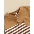 thumbnail image 6 of Suealasg 3Pcs Toddler Baby Boys Clothes Short Sleeve Button Striped Tops and Drawstring Shorts Sets 6M 1T 2T 3T 4T Kids Boys Summer Outfits Set, 6 of 8
