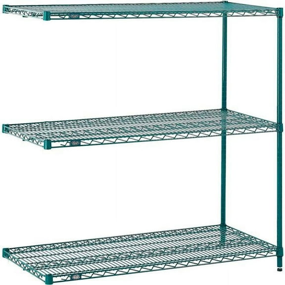Global Industrial A18243G3 Nexel 3 Shelf Poly-Green Add-On Wire Shelving Unit - 24 x 18 x 34 in.
