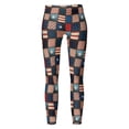 thumbnail image 4 of Pantalones deportivos de cintura elástica con estampado de bandera estadounidense, ajustados, informales, para mujer Pompotops ulkah939478, 4 of 8
