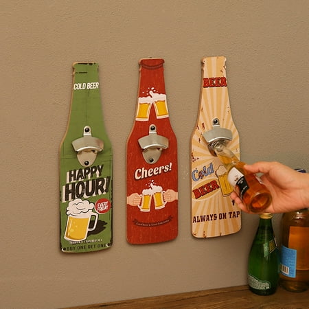 

Sioweci Wall Mounted Beer Bottle Opener Creative Storage Box Retro Kitchen Bar Restaurant Tools Easy Installation Wood Corrosion-Resistant Versatile Indoor Outdoor Gift for Beer Lovers Style D