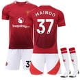 thumbnail image 1 of 2024-2025 Manchester United Home Kids Football Shirt Kit No.37 Mainoo 20, 1 of 2